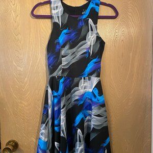 XS Aqua Blue White and Black Mid-length Dress